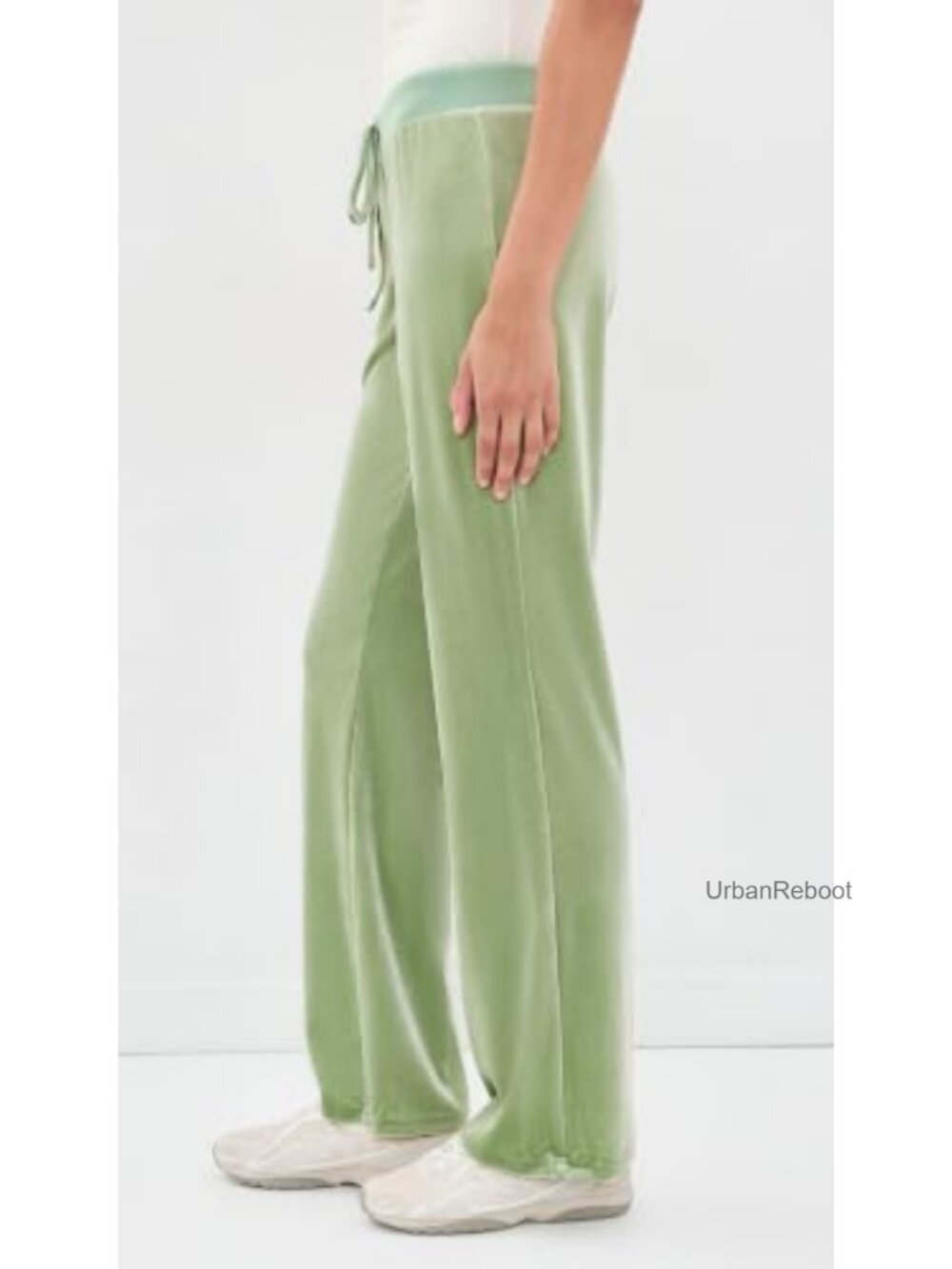 Mid-Weight Stretch Velour Track Pants Low Rise Drawstring - Picture 3 of 6